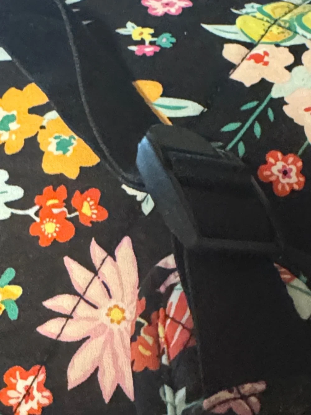 Vera Bradley Black Floral Quilted Backpack - Multi-Color Flower Print